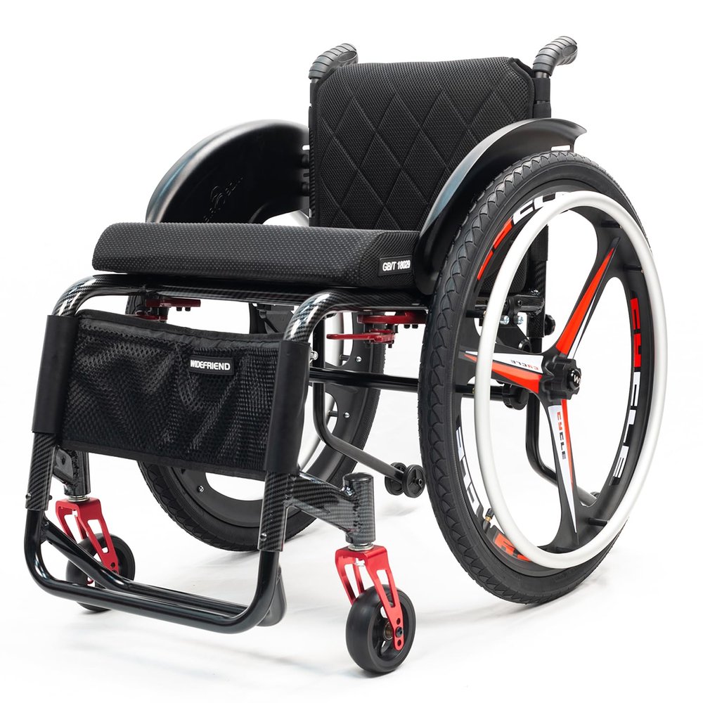 Sunyongfly Lightweight Sports Wheelchair, Aluminum Wheelchair, Sturdy All-Terrain Wheelchair for Teenagers, Adults and Seniors (Seat Width 38 cm, A)