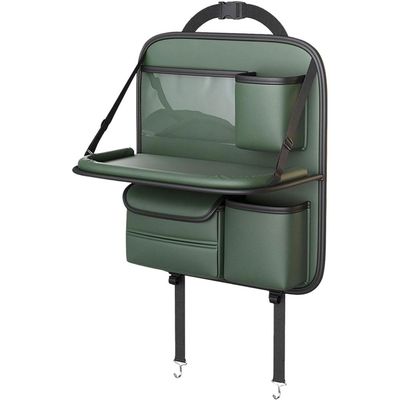 LJHGYUOAYT Car Seat Back Organizer for Vauxhall Agila/Antara/Ampera/Astra, PU Leather with Folding Tray, D/Green