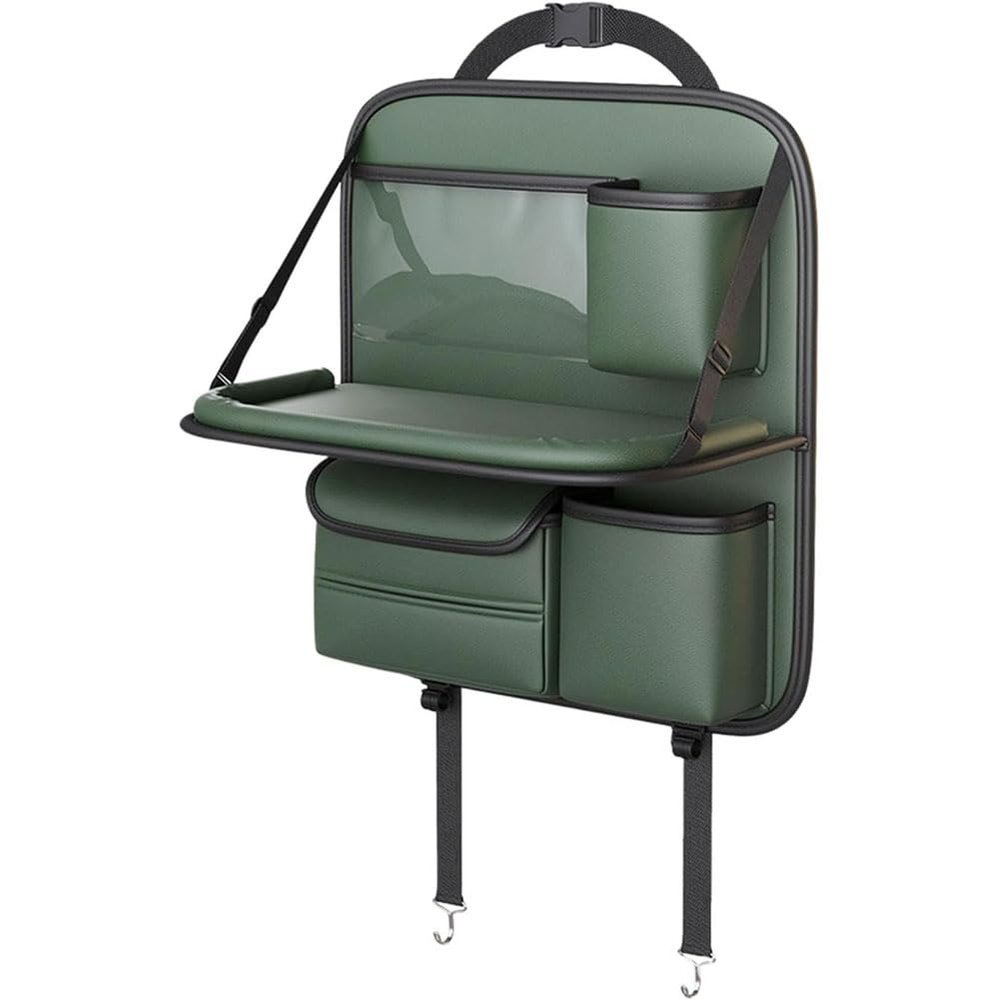 LJHGYUOAYT Car Seat Back Organizer for Vauxhall Agila/Antara/Ampera/Astra, PU Leather with Folding Tray, D/Green