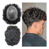 fengqingyunyan0304 Men's Curly Human Hair Toupee, Thin Skin PU Base, Indian Remy Hair System with Knots, 25 mm Curly, 6 x 8 view 1