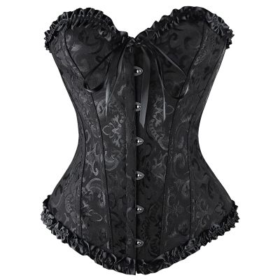Women's Lace Overbust Corset Shapewear, Black