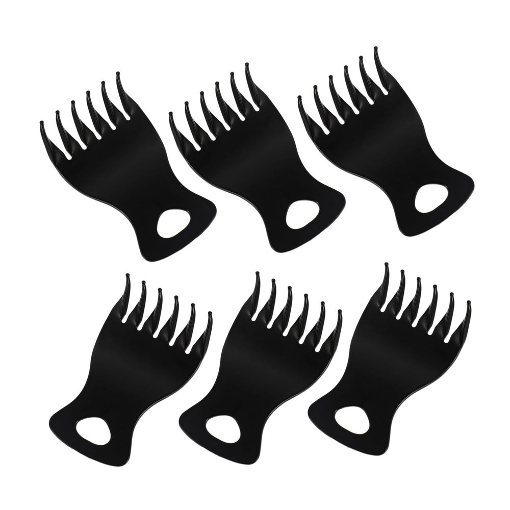 6-Pack Men's Hair Styling Combs with Wide Teeth, Black