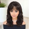 Casual Natural Wig Hairpiece for Women, Long Curly Hair with Bangs, Highlighted Synthetic Hair Blend (Black) view 4