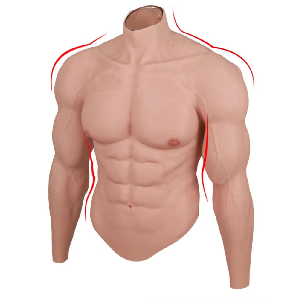 XSWL Silicone Muscle Full-Body Suit with Arms, Color 1, L