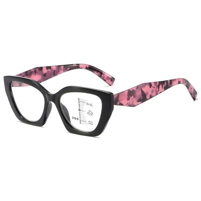 VEVESMUNDO Multifocal Progressive Reading Glasses for Women, Blue-Light Filter, Tortoiseshell, Near and Far Vision (1 pc, Black & Pink, +1.0)