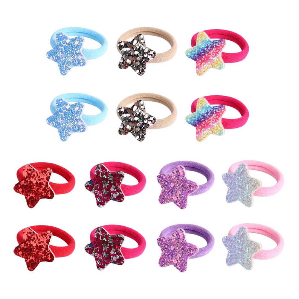 FOMIYES 14 Star-Shaped Sequin Hair Ties, Gentle on Hair and Shape-Retaining, for Women, Everyday Use and Ponytails