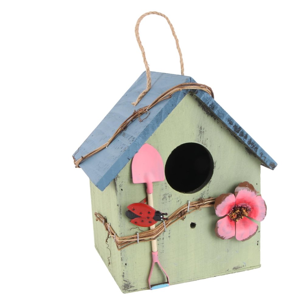 Supvox Hanging Wooden Birdhouse, Weather-Resistant Nesting Box
