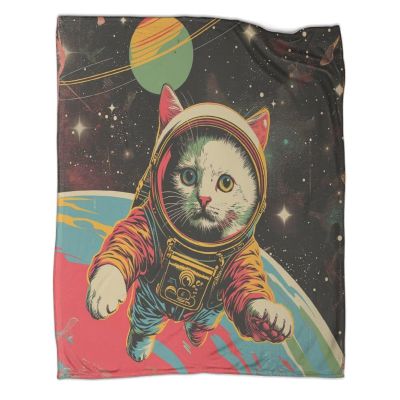 Cat 3D-Printed Flannel Sherpa Fleece Throw Blanket, Soft and Warm, 60 x 80 in