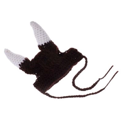 Happyyami Viking Horn Hat for Small Dogs and Cats, Soft Knitted Halloween Costume Hat