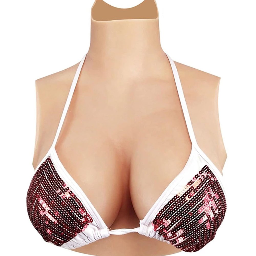 Silicone Breast Prostheses, E Cup, Cotton-Filled, Light Brown
