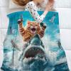keloppasit Cat Riding Shark Blanket | Ocean Throw Blanket view 3