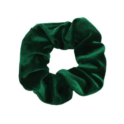 5 Velvet Scrunchies, Elastic Hair Ties, Peacock Green