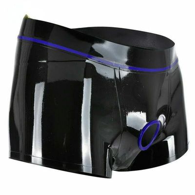 GAYLOP Black Natural Latex Panties with Round Crotch Holes, Size L