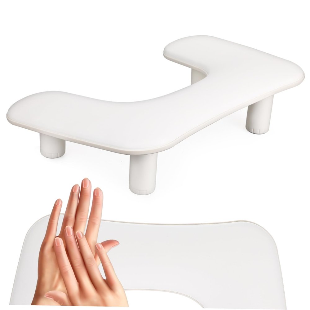 U-Shaped Nail Armrest for Manicure and Salon Use, White
