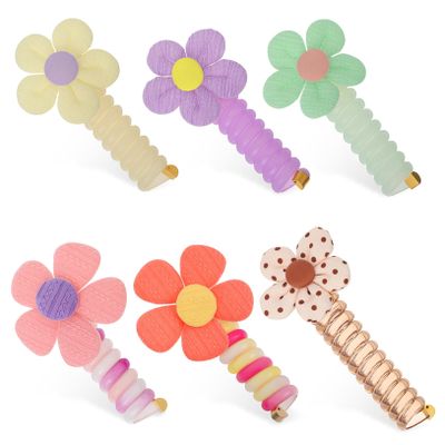 PLAFOPE Flower Hair Ties, 6-Count, Colorful, Elastic