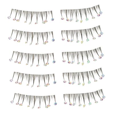 Generic 10-Piece Diamond False Eyelash Strips, Black
