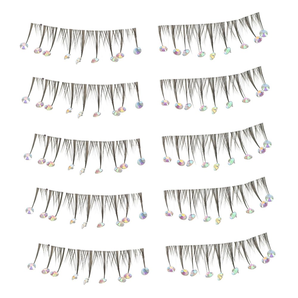 Generic 10-Piece Diamond False Eyelash Strips, Black