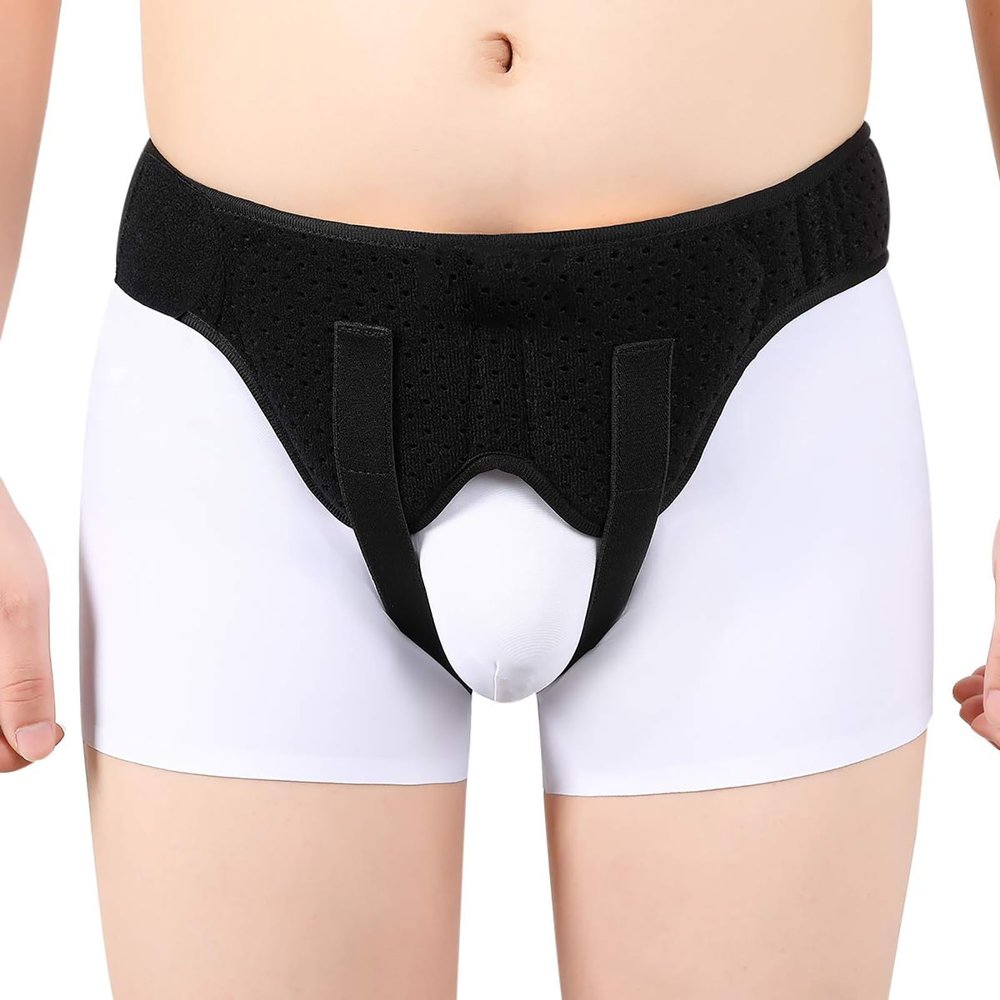 xjdagaoge Men's Hernia Belt, Umbilical Hernia Belt, Adjustable Inguinal Hernia Support Belt with Compression Pads (Medium)