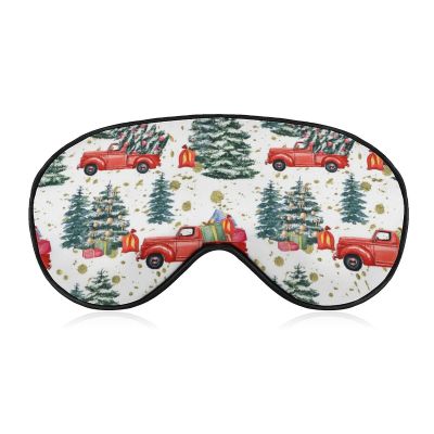 Christmas Truck and Pine Tree Sleep Mask, Retro Watercolor Eye Mask for Adults