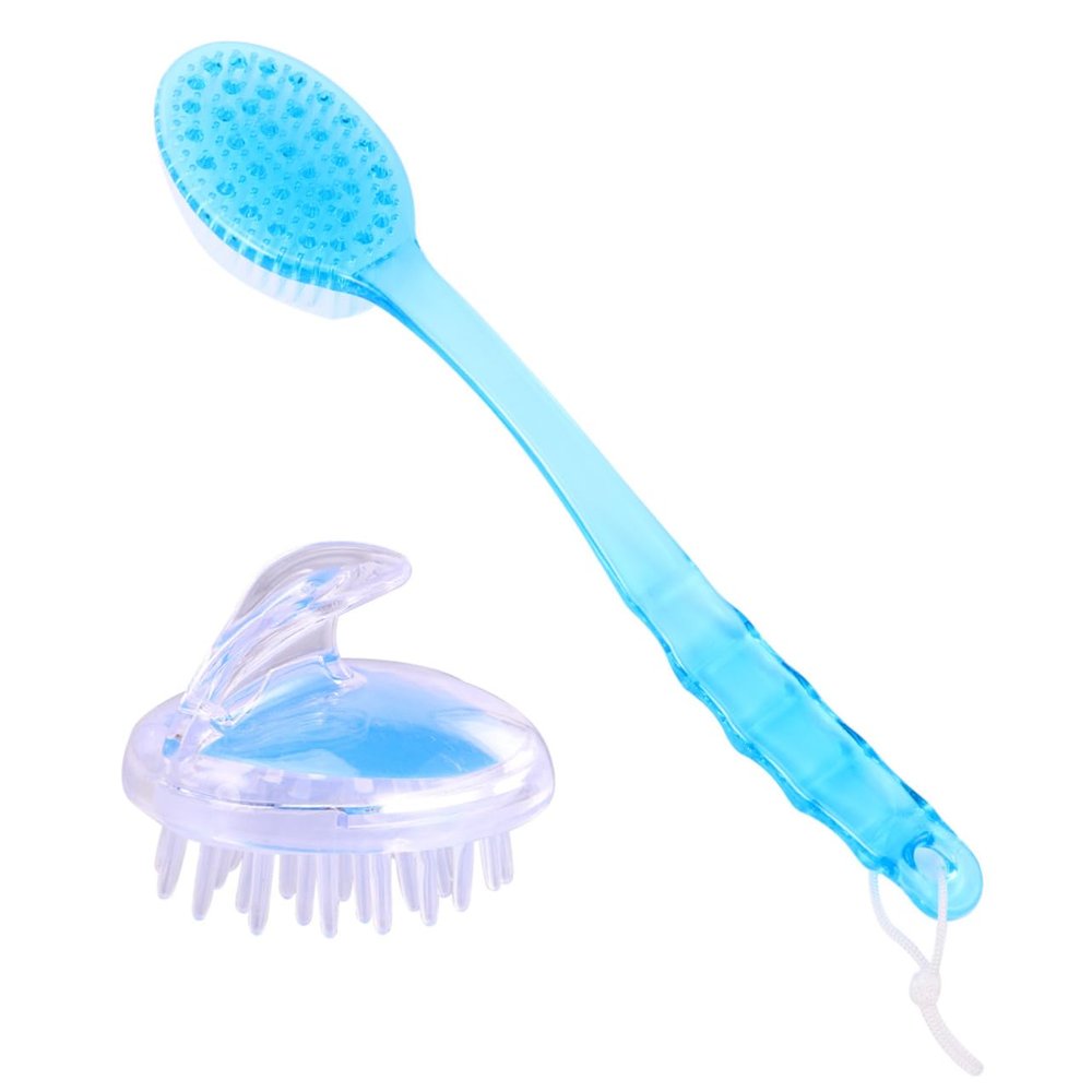 DECOMELODY 2-Piece Shower Brush Set with Long Handles and Silicone Bristles