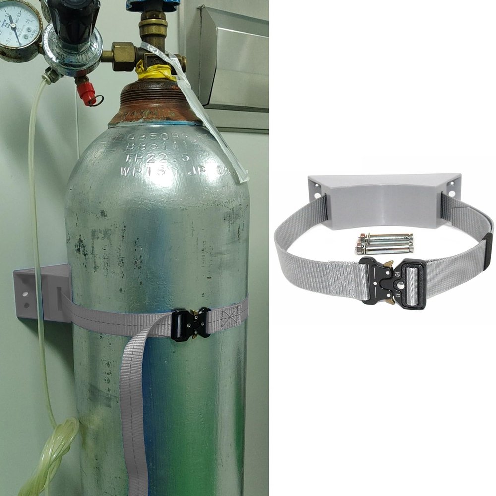 Oxygen Tank Storage Rack with Adjustable Safety Chain