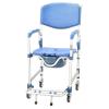 LQDSADRT Mobile Folding Aluminum Commode Chair with Wheels, Armrests and Backrest, Non-Slip, Freestanding, Blue view 1