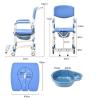 LQDSADRT Mobile Folding Aluminum Commode Chair with Wheels, Armrests and Backrest, Non-Slip, Freestanding, Blue view 2