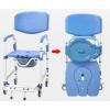 LQDSADRT Mobile Folding Aluminum Commode Chair with Wheels, Armrests and Backrest, Non-Slip, Freestanding, Blue view 3