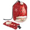 Drawstring Makeup Bag, Large Capacity, Travel Cosmetic Bag with Small Zipper Pocket, Mushroom and Hedgehog, Multicolor 14, One Size view 1