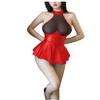 YGZHANYUANOKU PVC Leather Slim Backless Sheer High-Waisted A-Line Pleated Mini Dress, Light Yellow, M view 3