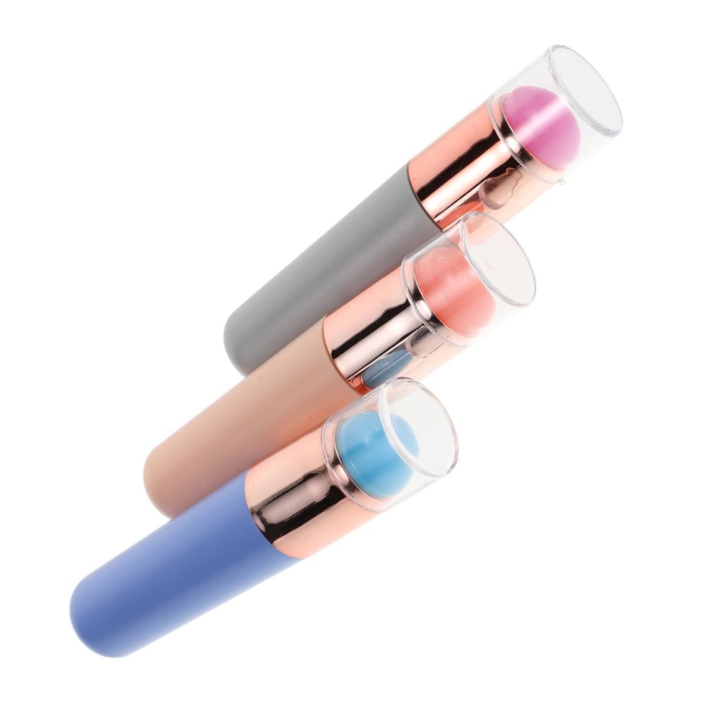 Healeved 3-Pack Reusable Silicone Nail Brushes for Nail Art with Soft Tips and Lids, Portable, 3 Pieces