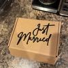 “Just Engaged” Mirrored Black Cake Topper with “We’re Engaged” Lettering view 2