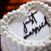 “Just Engaged” Mirrored Black Cake Topper with “We’re Engaged” Lettering view 3