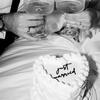 “Just Engaged” Mirrored Black Cake Topper with “We’re Engaged” Lettering view 4