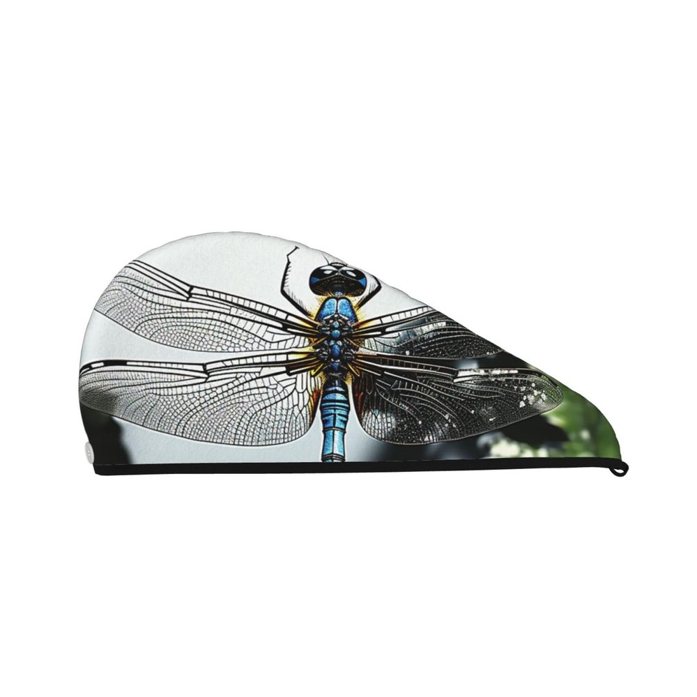 SDTYKHJ Women's Quick-Dry Hair Towel Wrap with Button, Dragonfly