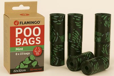 Flamingo Scenta Dog Waste Bags, 120 Count, Biodegradable, Mint Scent, 22 x 32 cm