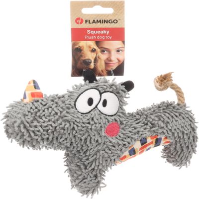 Flamingo Saffia Rhino Toy with Rope - Gray