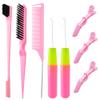 Hair Crochet Hooks Set with 2 Crochet Hooks, Edge Brush, Bristle Brush, Rat-Tail Comb and 3 Gator Clips view 1