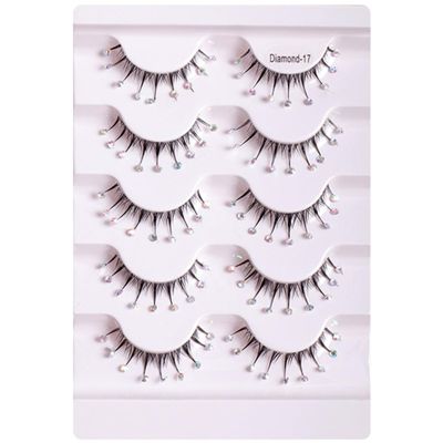 FOMIYES False Eyelashes for a Natural Look, 5 Pairs with Sparkling Rhinestones