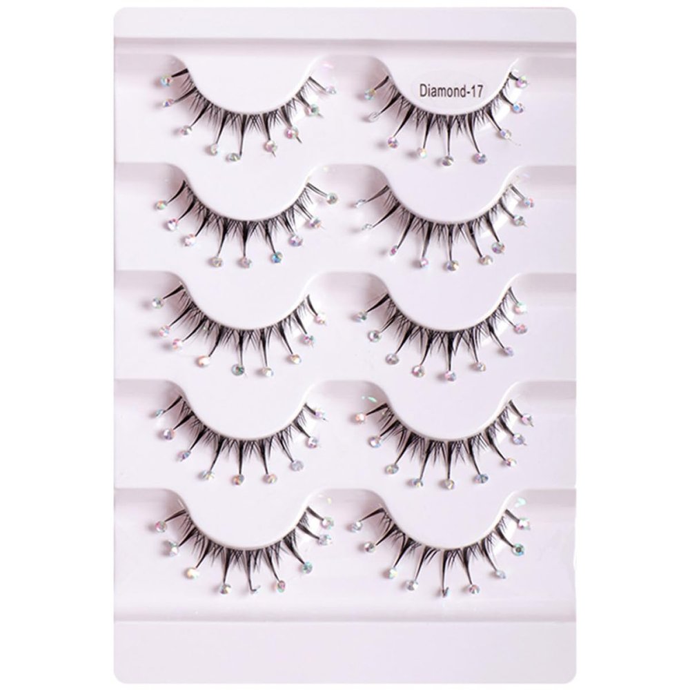 FOMIYES False Eyelashes for a Natural Look, 5 Pairs with Sparkling Rhinestones