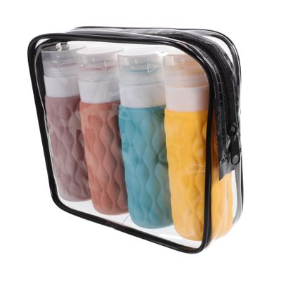 FRCOLOR Travel Toiletry Bottles, 4-Piece 100 ml Silicone Set