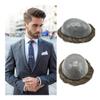 Men’s Bun Wig, Remy Human Hair Toupee, Invisible Hairline, Full PU 0.01 mm, Brown, 7 x 9 in view 1