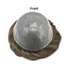 Men’s Bun Wig, Remy Human Hair Toupee, Invisible Hairline, Full PU 0.01 mm, Brown, 7 x 9 in view 3