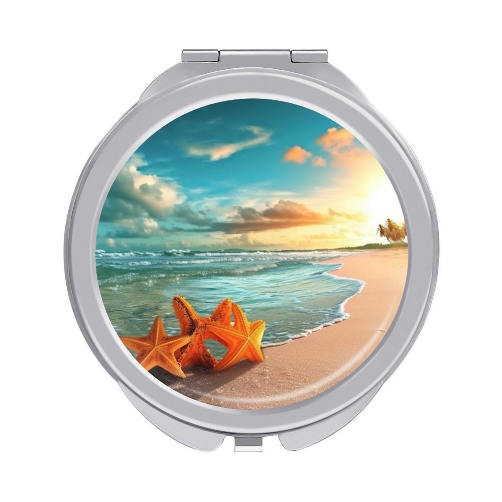 QMNRTK Round Pocket Mirror with Magnifying Mirror for Purse, Travel Makeup Mirror with 30x/1x Magnification