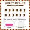 Square Christmas Press-On Nails with Reindeer, Santa Hat & French Tips, 24 Pieces view 3