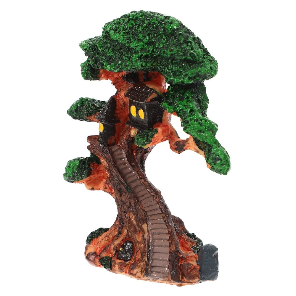 Happyyami Miniature Treehouse Resin Ornament for Aquariums