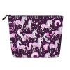 Versatile Travel Makeup Bag with Zipper, Unicorn, Pink and Black, One Size view 1