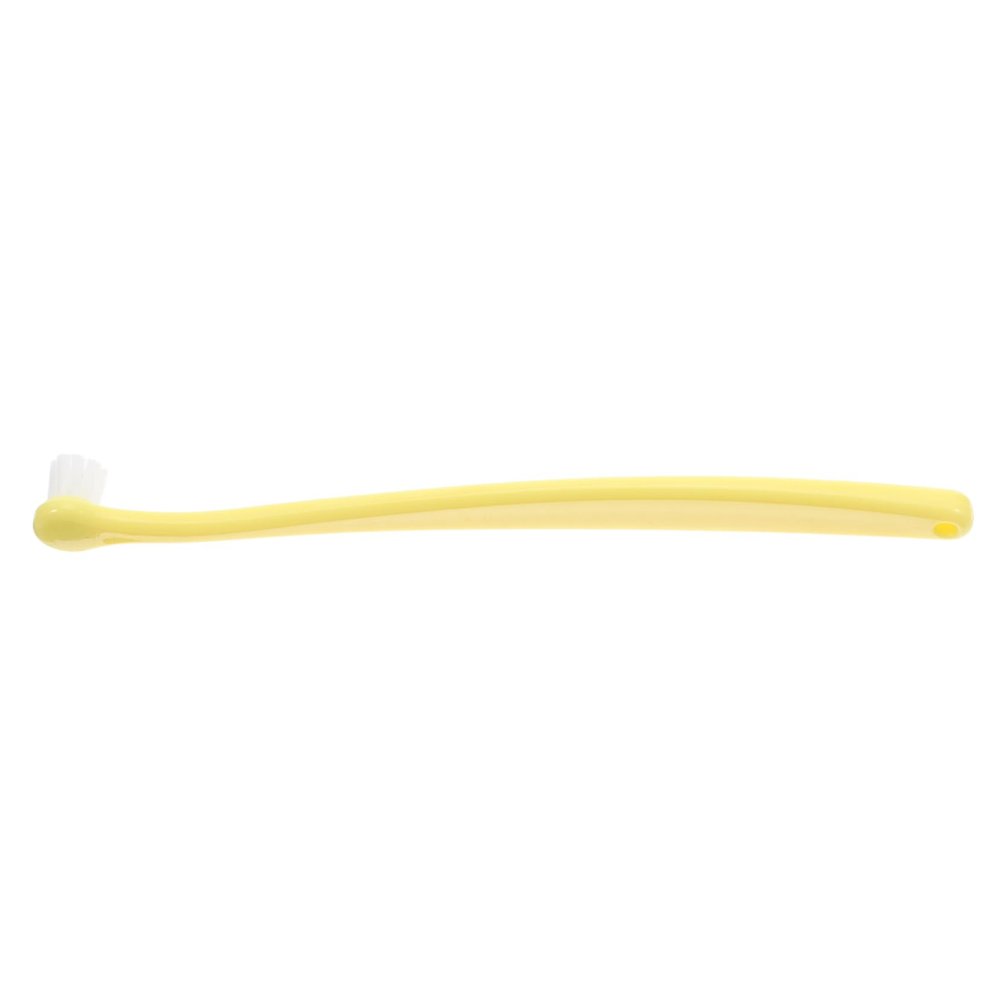 Dog Toothbrush with Round Head for Gentle Deep Cleaning, PP, TPR, Yellow