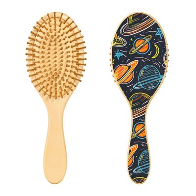 JUMBEAR Cartoon Planet Bamboo Paddle Hair Brush for All Hairstyles
