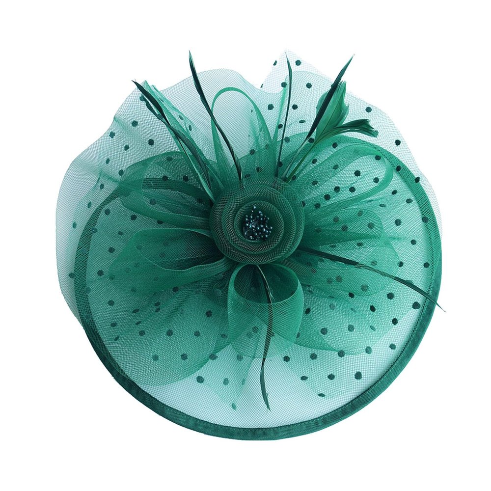 Green Floral Feather Mesh Fascinator Headband
